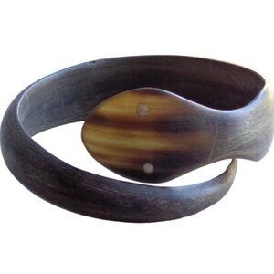 Handmade Water Buffalo Horn Snake Serpentine Wrap Cuff Bracelet Statement Boho